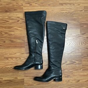 Michael Kors over the knee black leather boots